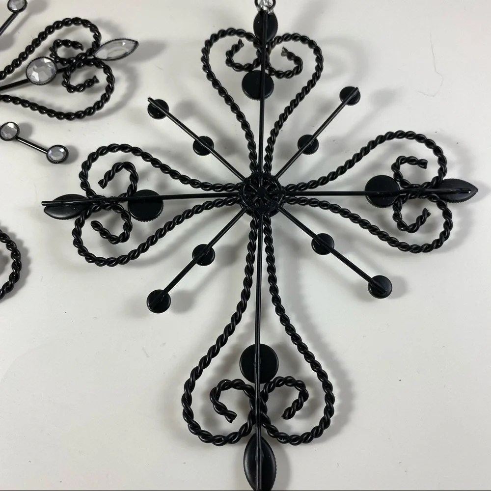 2 metal and rhinestone cross Christmas ornaments